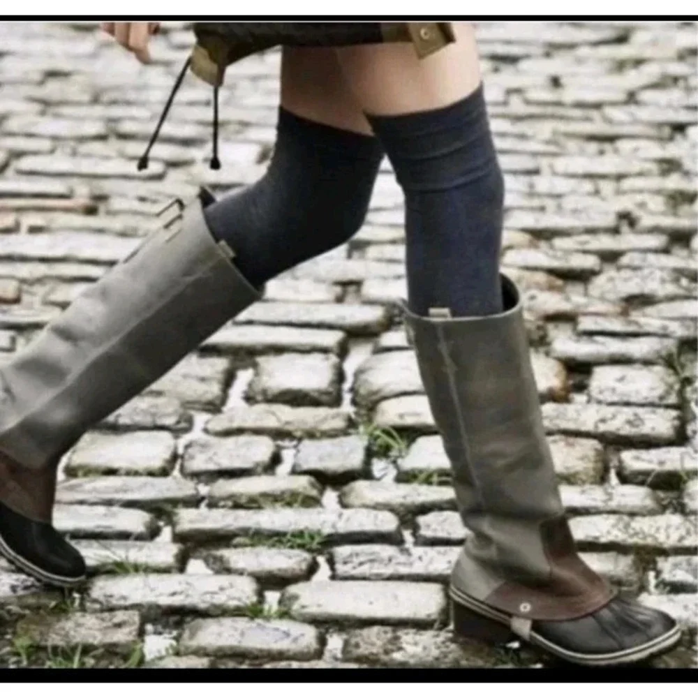 Sorel Women's 6 Gray Slimpack‎ Tall Equestrian Riding Rain Duck Boot Brown